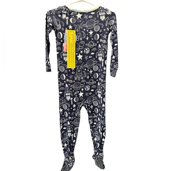 NWT Ruggedbutts Toddler Bamboo Blue Space Graphic Romper Footie Pajamas - 12-18M - Picture 11 of 12